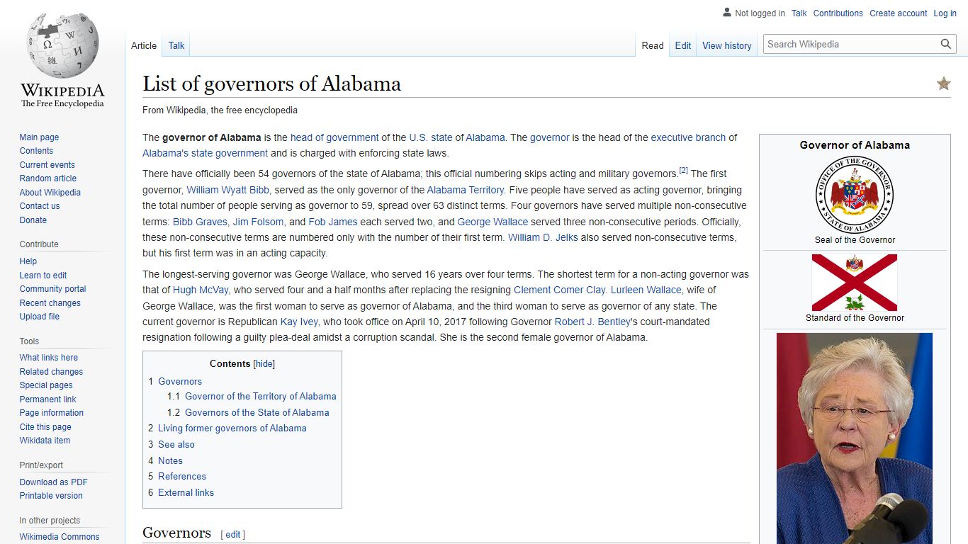 List of governors of Alabama - Wikipedia