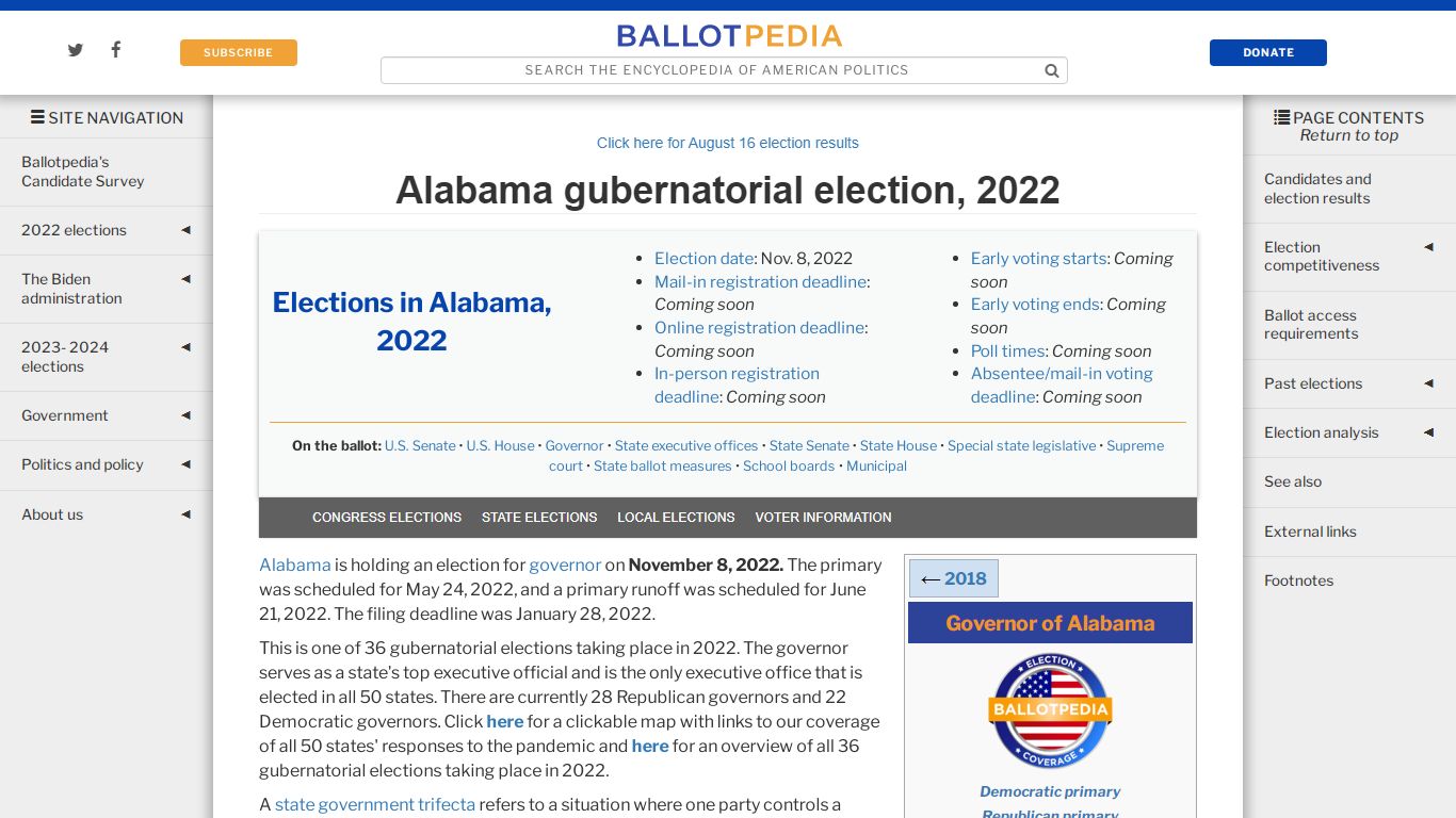 Alabama gubernatorial election, 2022 - Ballotpedia